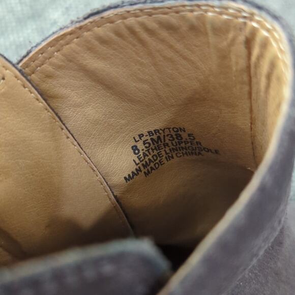 Lucky Brand Bryton Grey Taupe Suede Leather Zip Ankle Booties Women's Size 8.5 - Picture 6 of 8